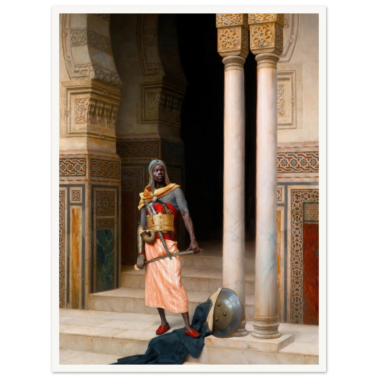 A Nubian Guard (1895) Art Print | Ludwig Deutsch - Framed Poster - 30x40 cm / 12x16″ - Black frame
