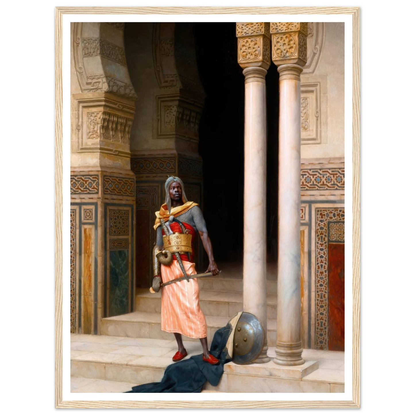 A Nubian Guard (1895) Art Print | Ludwig Deutsch - Framed Poster - 30x40 cm / 12x16″ - Black frame