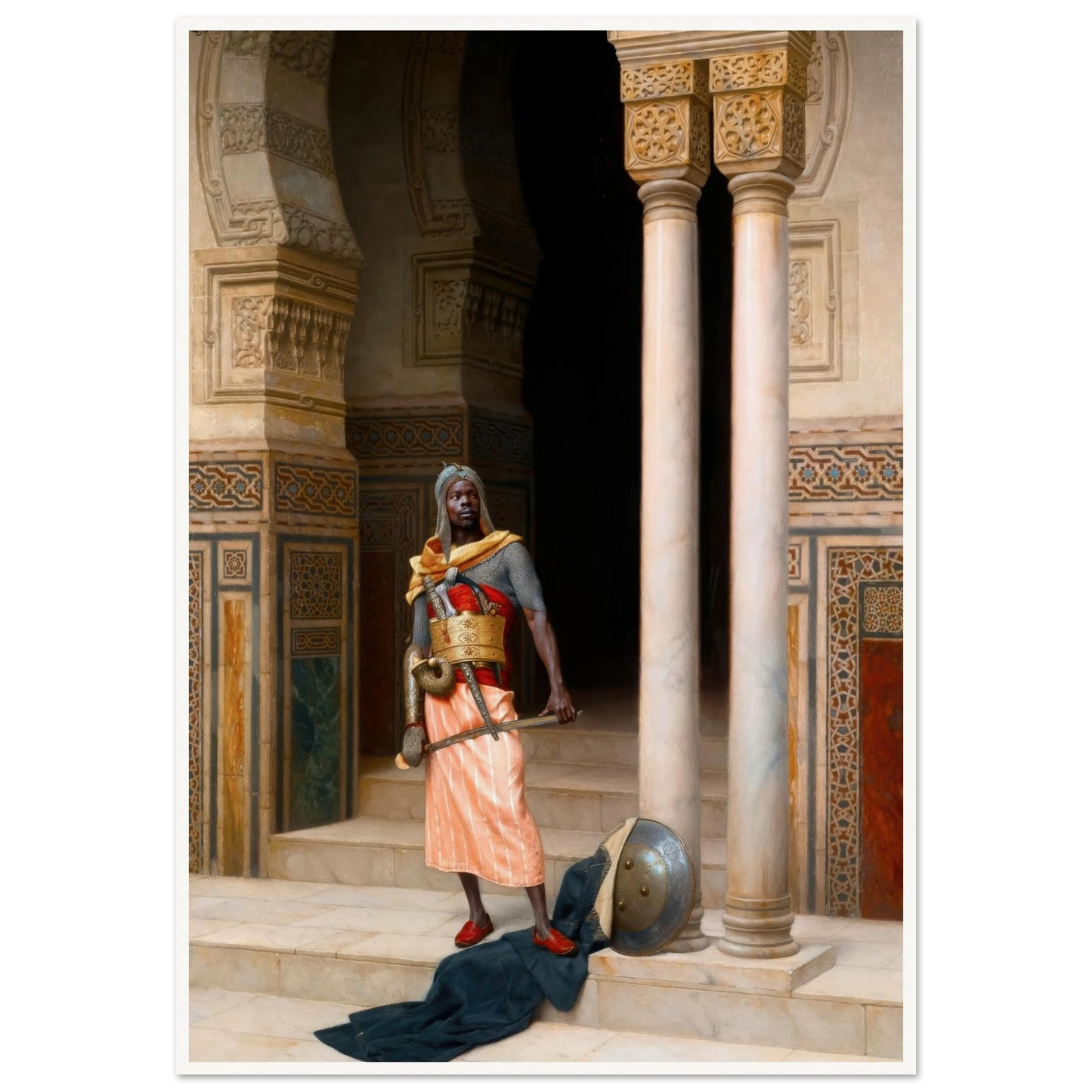 A Nubian Guard (1895) Art Print | Ludwig Deutsch - Framed Poster - 30x40 cm / 12x16″ - Black frame