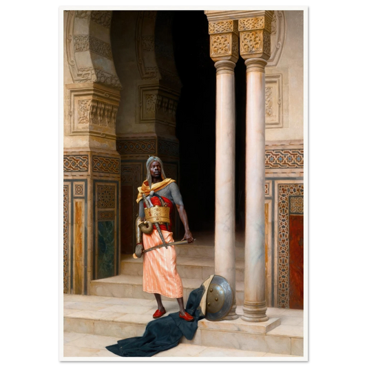 A Nubian Guard (1895) Art Print | Ludwig Deutsch - Framed Poster - 30x40 cm / 12x16″ - Black frame