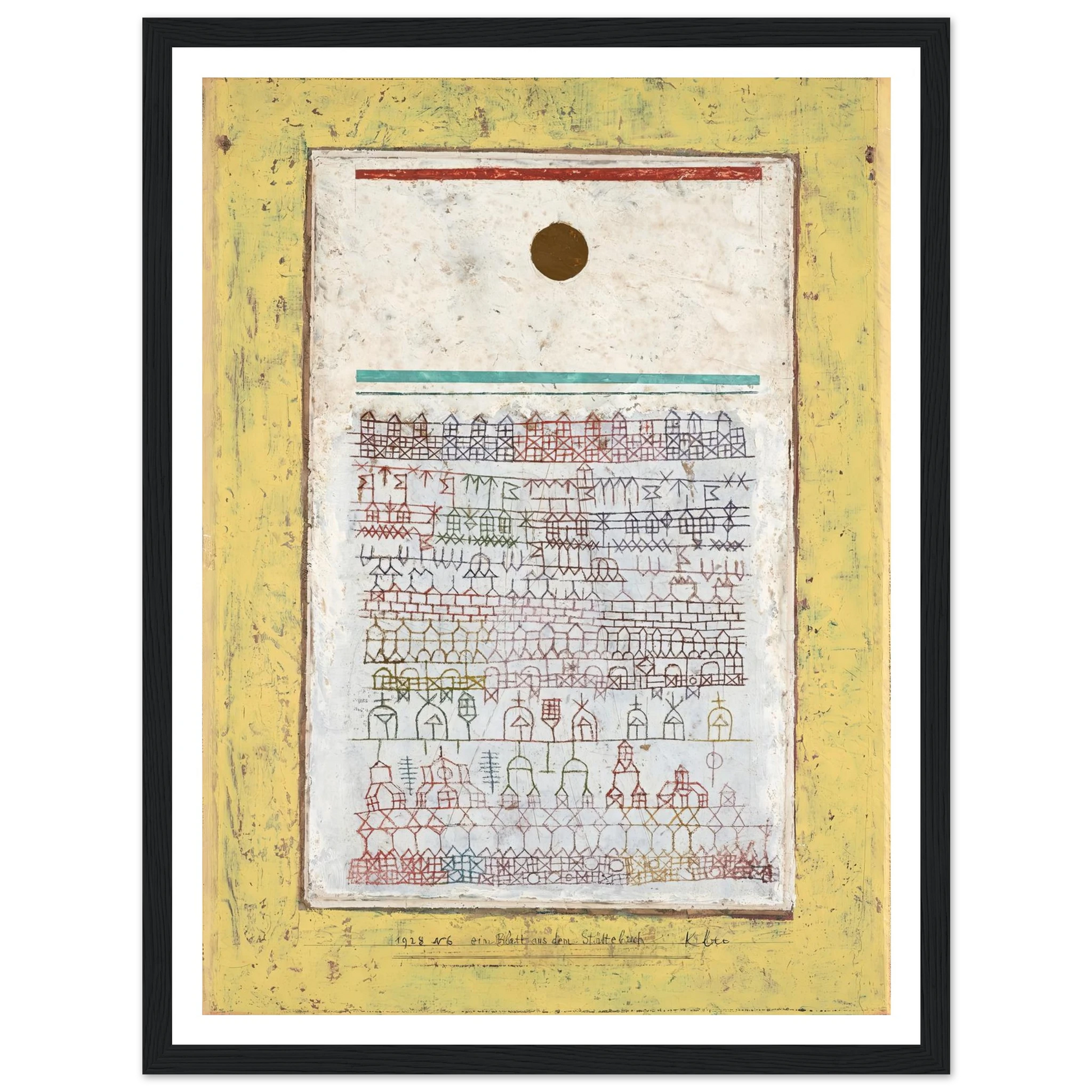 A Page from the Book of Towns (1928) Art Print | Paul Klee - Framed Poster - 30x40 cm / 12x16″ - Black frame