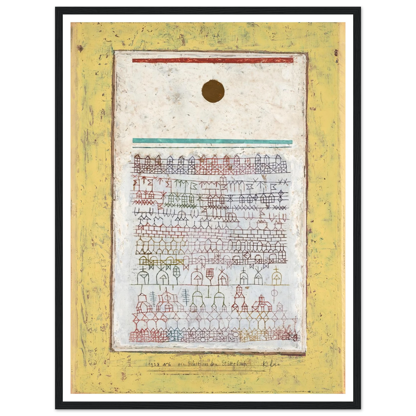 A Page from the Book of Towns (1928) Art Print | Paul Klee - Framed Poster - 30x40 cm / 12x16″ - Black frame