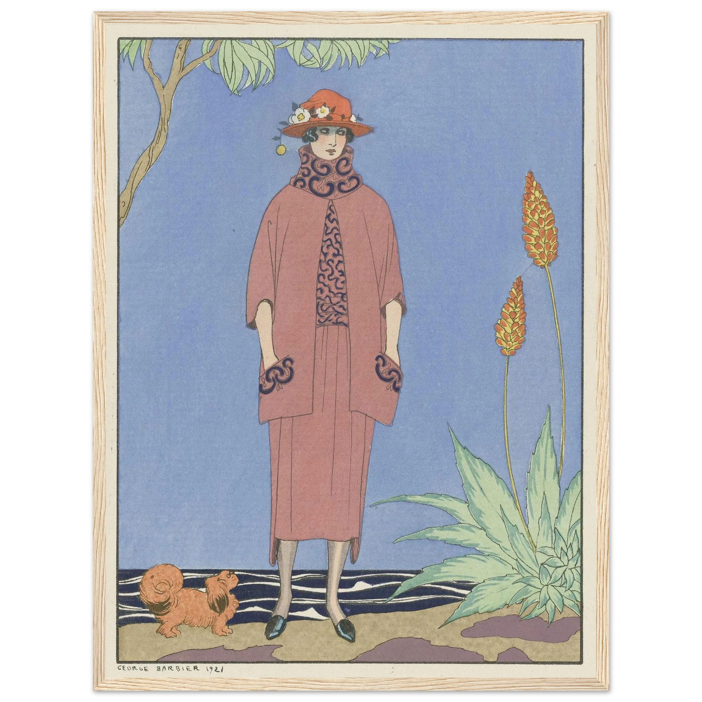 A palm beach ; Tailleur, de Worth (1921) Art Print | George Barbier - Framed Poster - 30x40 cm / 12x16″ - Black frame