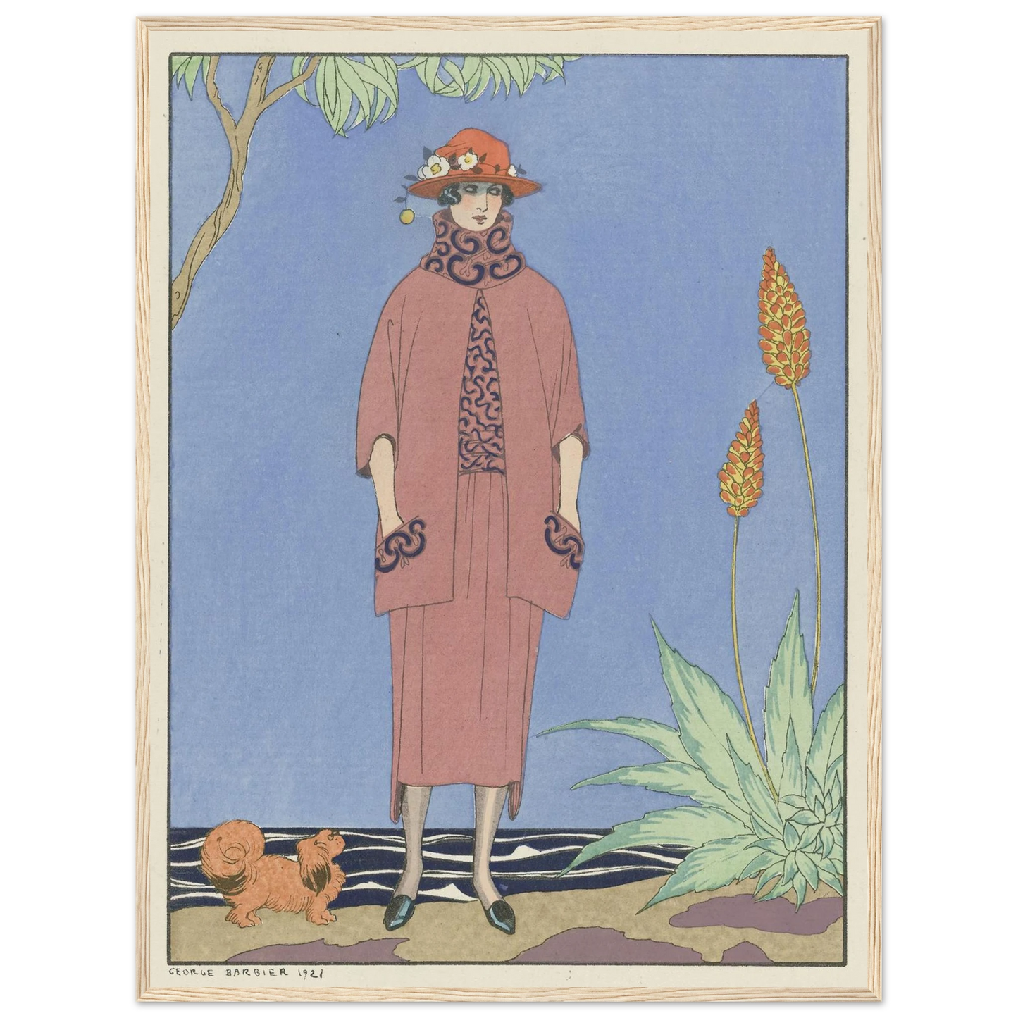 A palm beach ; Tailleur, de Worth (1921) Art Print | George Barbier - Framed Poster - 30x40 cm / 12x16″ - Black frame