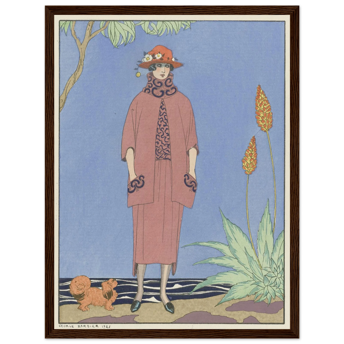 A palm beach ; Tailleur, de Worth (1921) Art Print | George Barbier - Framed Poster - 30x40 cm / 12x16″ - Black frame