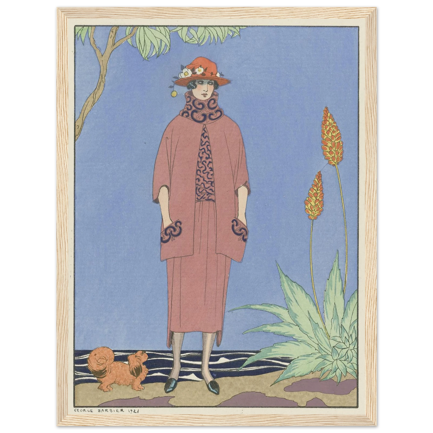 A palm beach ; Tailleur, de Worth (1921) Art Print | George Barbier - Framed Poster - 30x40 cm / 12x16″ - Black frame