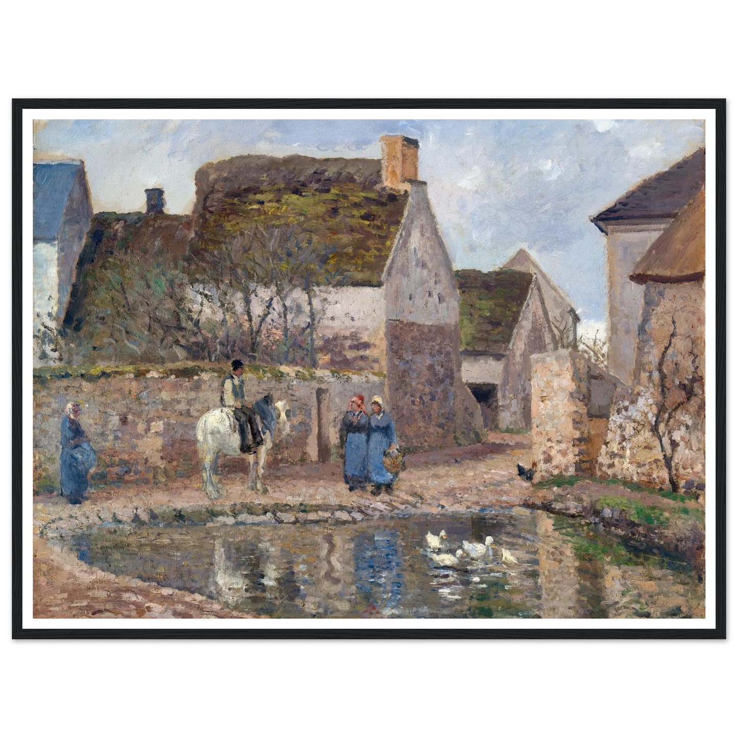 A Pond in Ennery (1874) Art Print | Camille Pissarro - Framed Poster - 30x40 cm / 12x16″ - Black frame