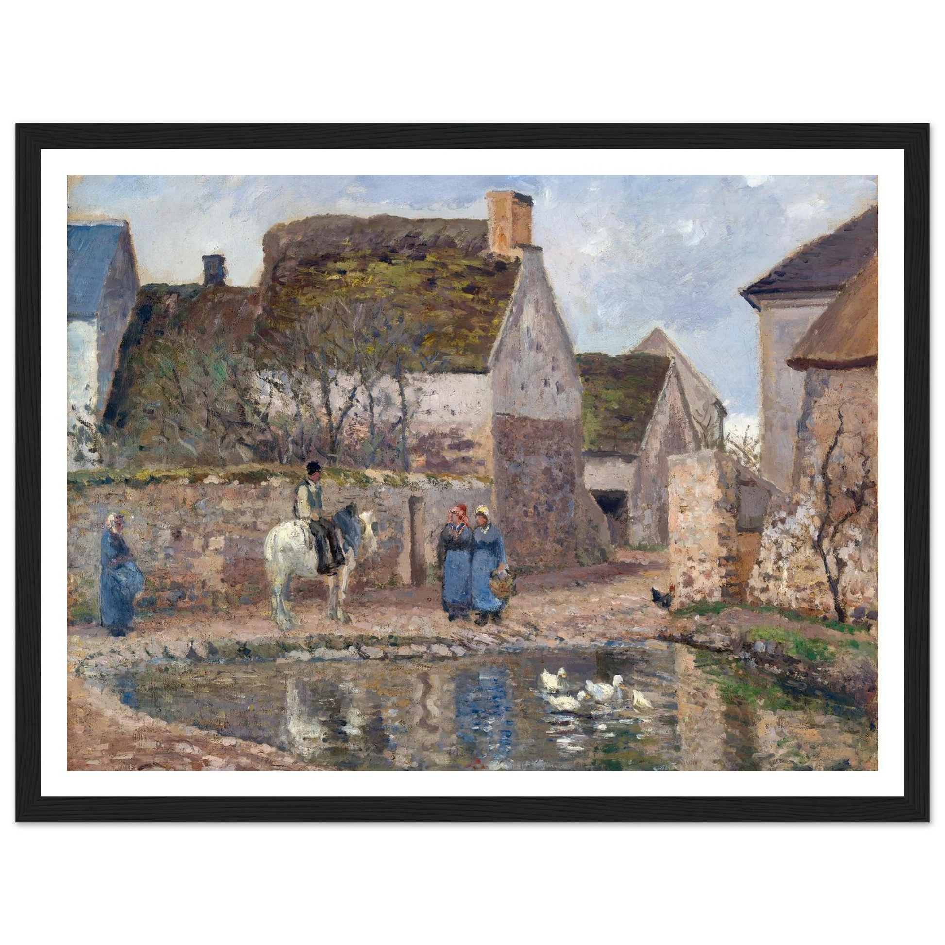 A Pond in Ennery (1874) Art Print | Camille Pissarro - Framed Poster - 30x40 cm / 12x16″ - Black frame