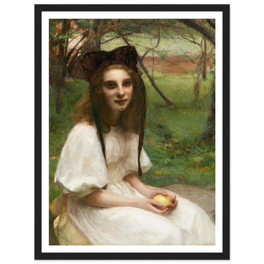 A portrait of a girl in a white dress Art Print | Pascal Adolphe Jean Dagnan Bouveret - Framed Poster - 30x40 cm / 12x16″ - Black frame