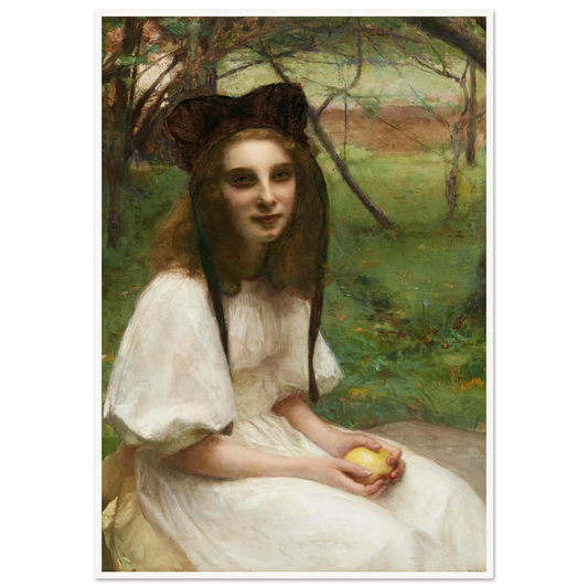 A portrait of a girl in a white dress Art Print | Pascal Adolphe Jean Dagnan Bouveret - Framed Poster - 30x40 cm / 12x16″ - Black frame