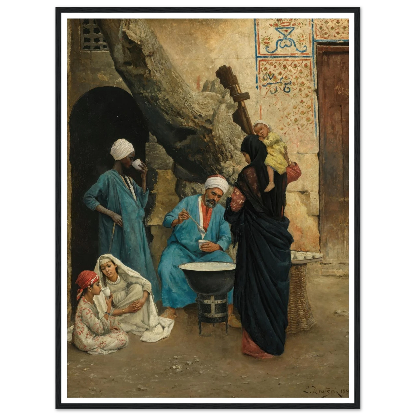 A Refreshing Drink (1891) Art Print | Ludwig Deutsch - Framed Poster - 30x40 cm / 12x16″ - Black frame