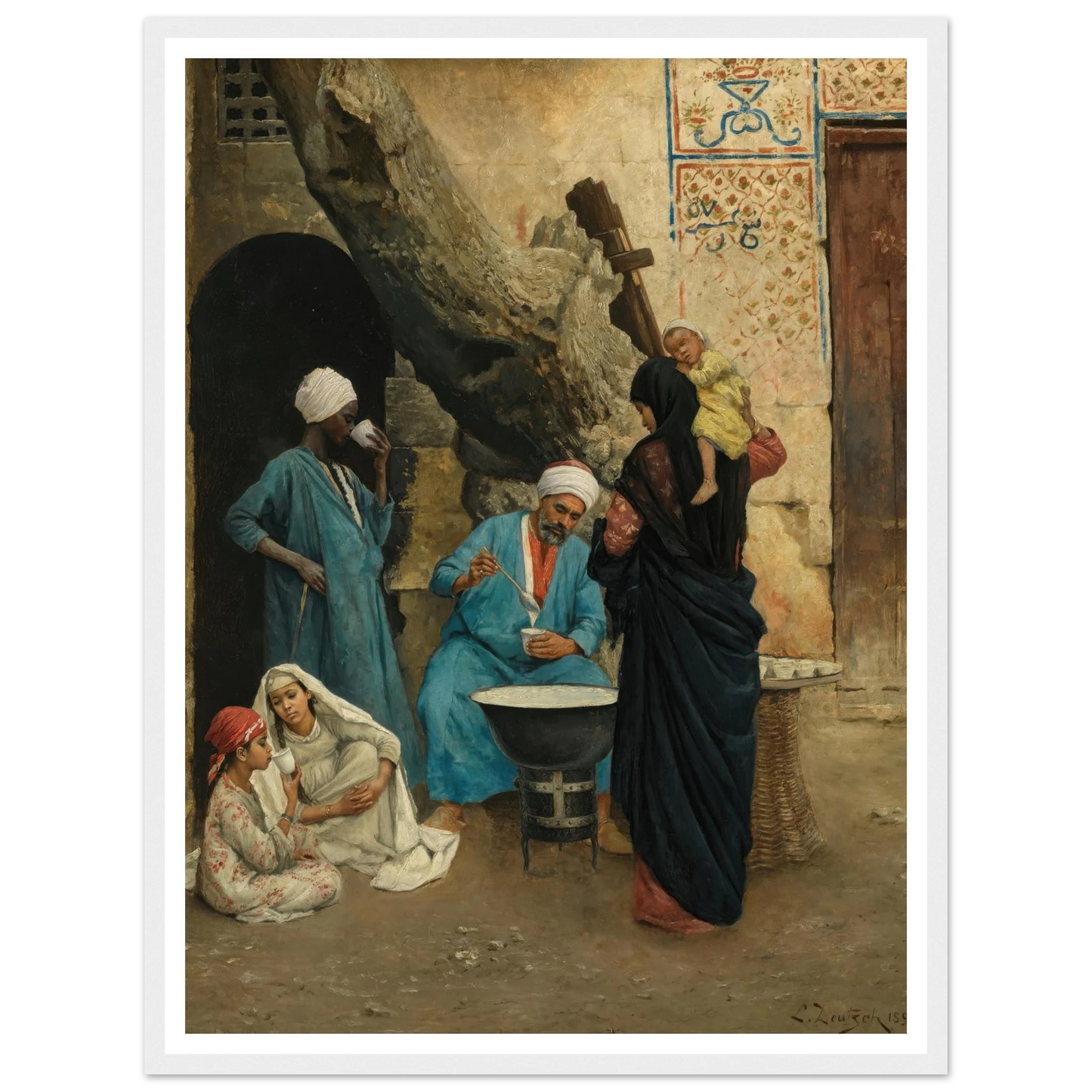 A Refreshing Drink (1891) Art Print | Ludwig Deutsch - Framed Poster - 30x40 cm / 12x16″ - Black frame