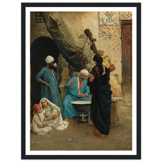 A Refreshing Drink (1891) Art Print | Ludwig Deutsch - Framed Poster - 30x40 cm / 12x16″ - Black frame