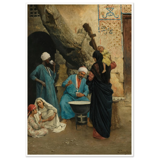 A Refreshing Drink (1891) Art Print | Ludwig Deutsch - Framed Poster - 30x40 cm / 12x16″ - Black frame