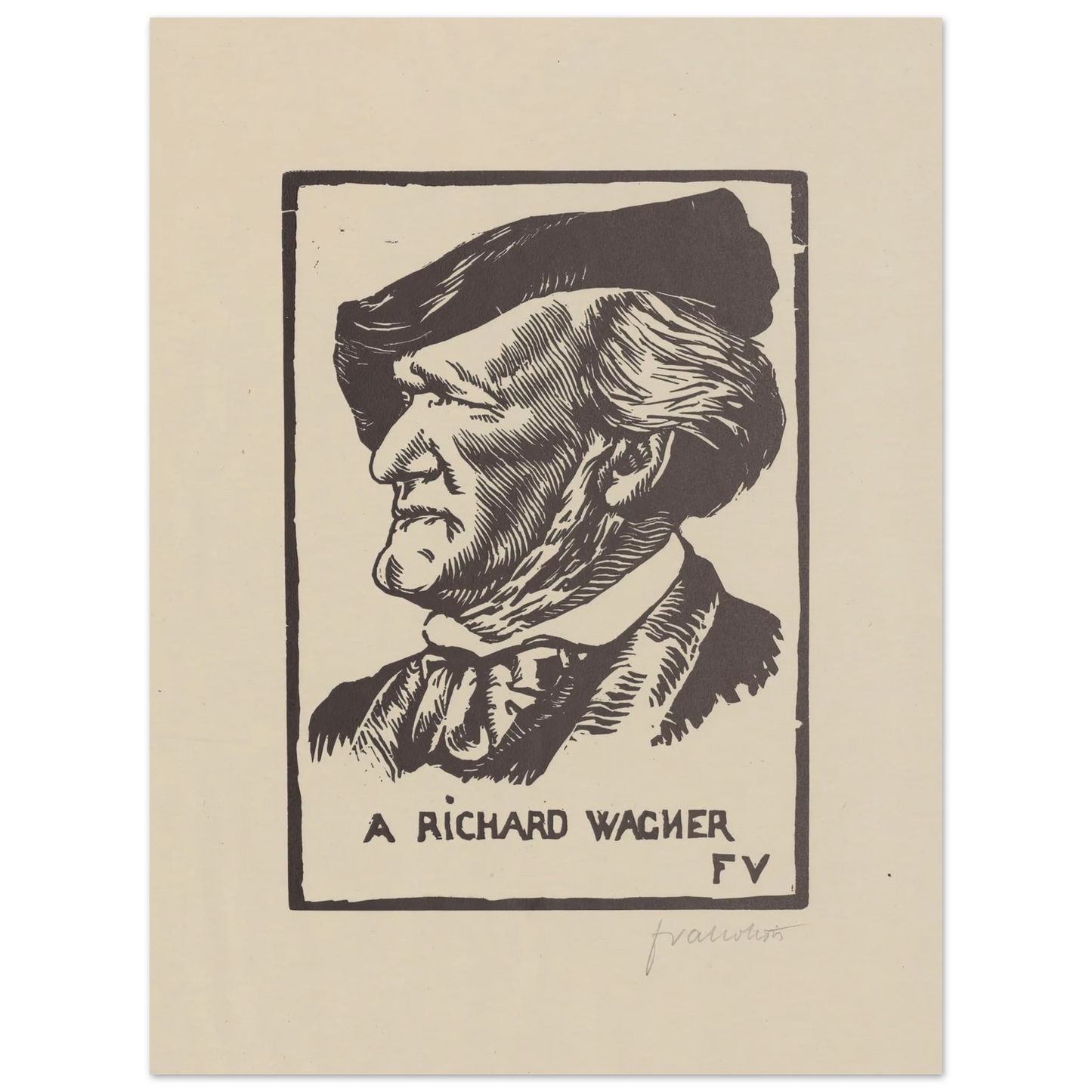 A Richard Wagner (1891) Art Print | Felix Vallotton - Framed Poster - 30x40 cm / 12x16″ - Black frame