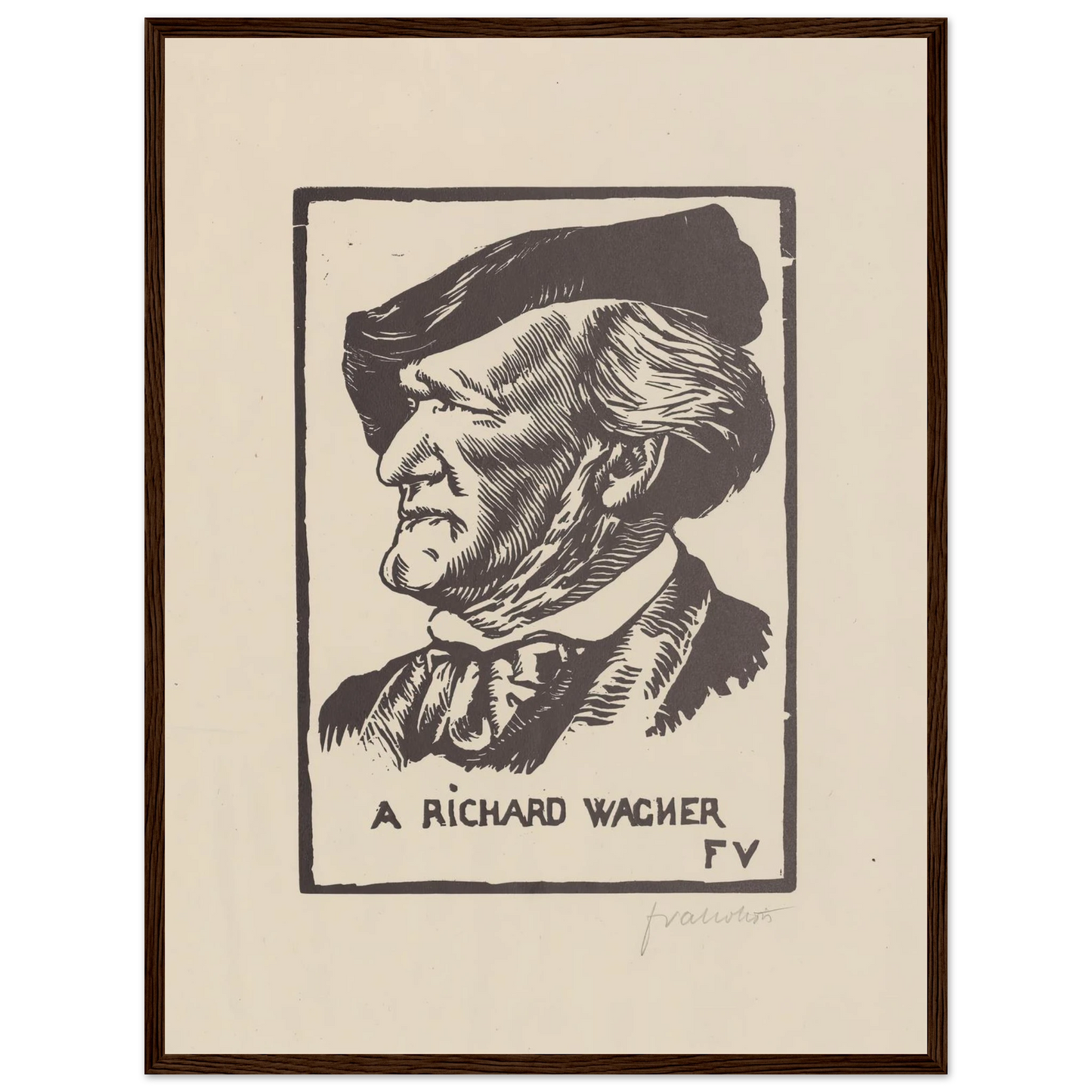 A Richard Wagner (1891) Art Print | Felix Vallotton - Framed Poster - 30x40 cm / 12x16″ - Black frame