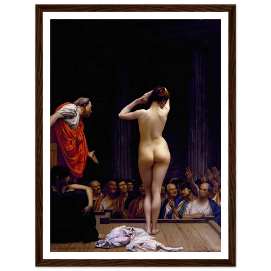 A Roman Slave Market (ca 1884) Art Print | Jean Leon Gerome - Framed Poster - 30x40 cm / 12x16″ - Black frame
