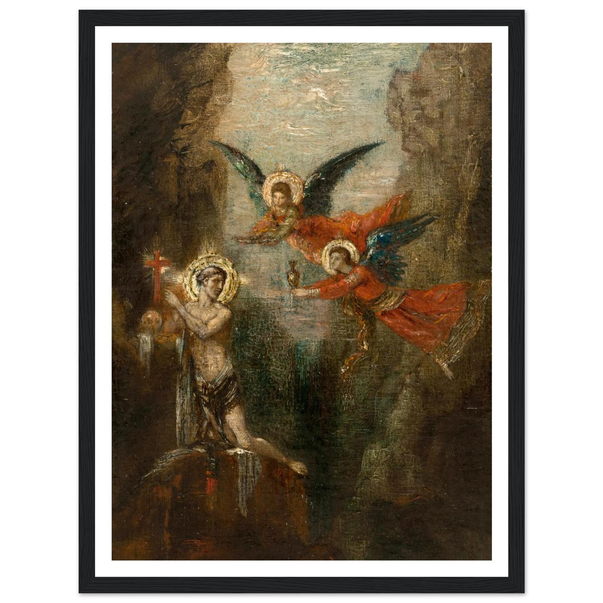 A Saint In The Desert (1879) Art Print | Gustave Moreau - Framed Poster - 30x40 cm / 12x16″ - Black frame