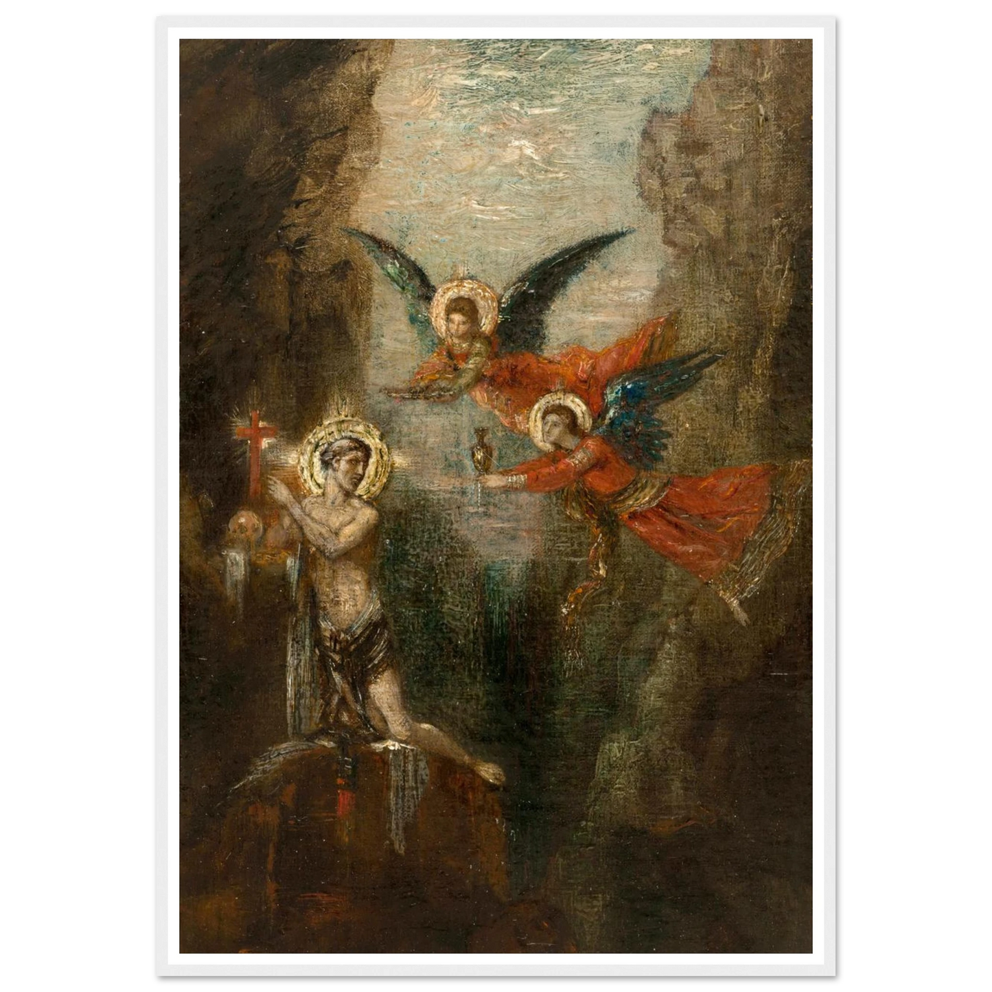 A Saint In The Desert (1879) Art Print | Gustave Moreau - Framed Poster - 30x40 cm / 12x16″ - Black frame
