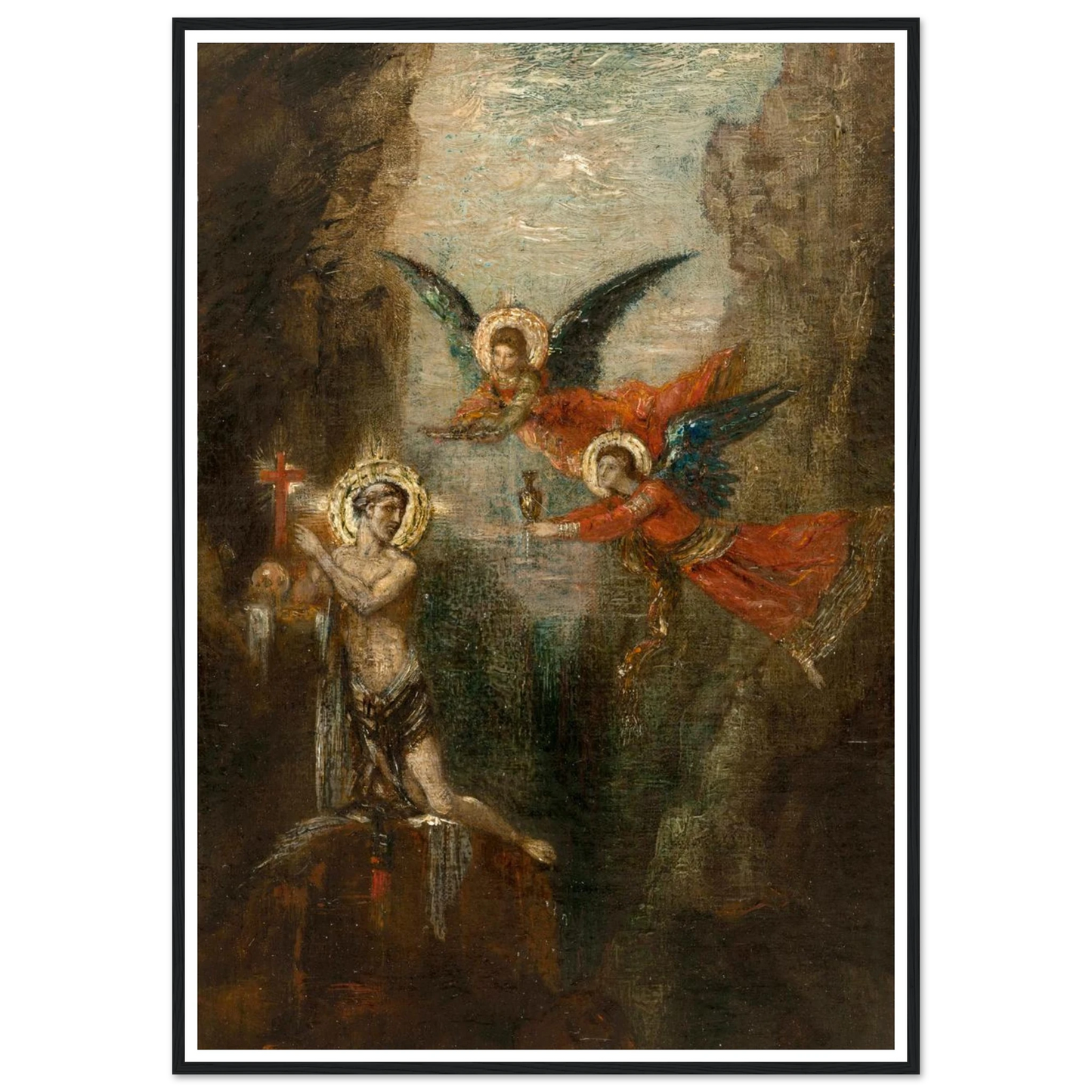A Saint In The Desert (1879) Art Print | Gustave Moreau - Framed Poster - 30x40 cm / 12x16″ - Black frame
