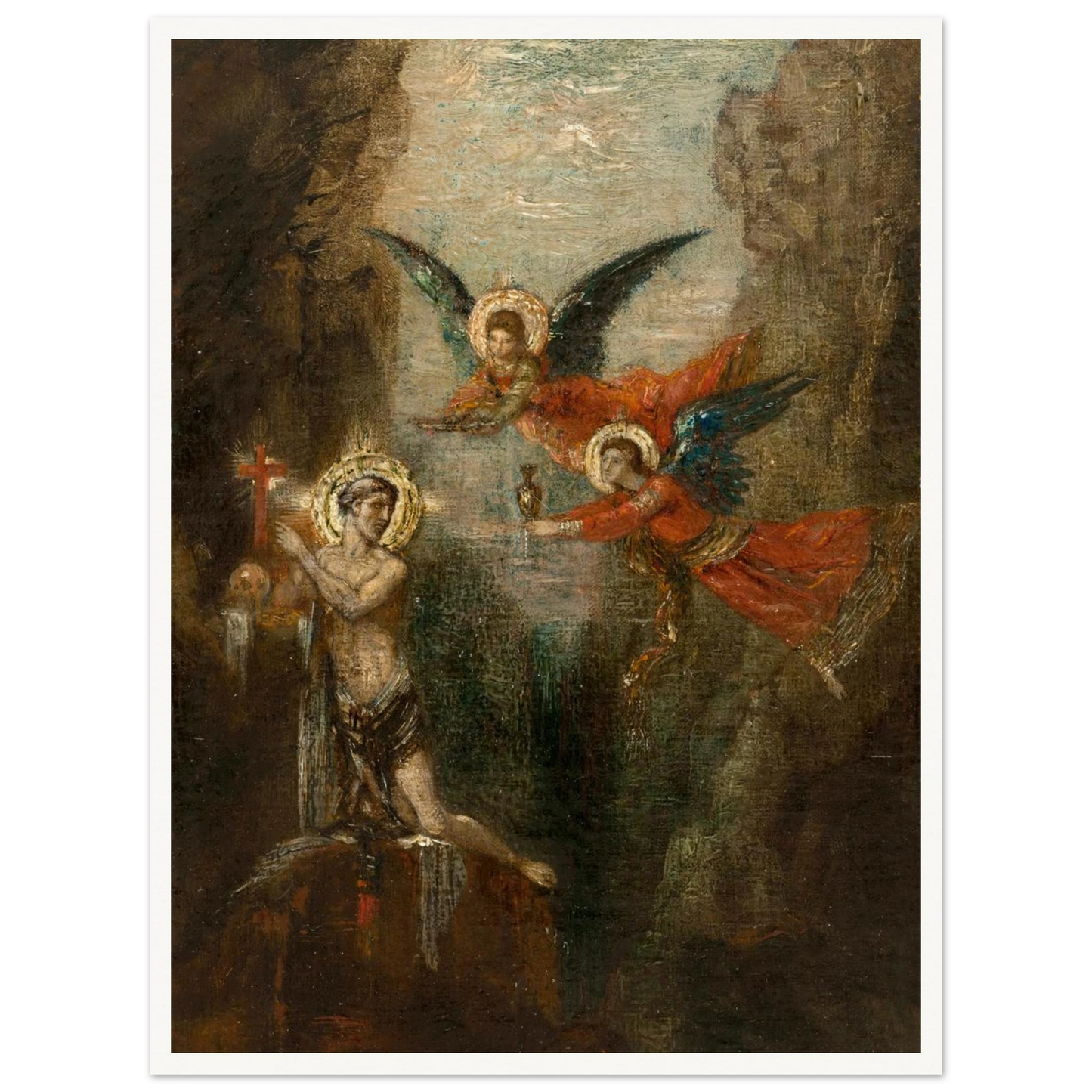 A Saint In The Desert (1879) Art Print | Gustave Moreau - Framed Poster - 30x40 cm / 12x16″ - Black frame