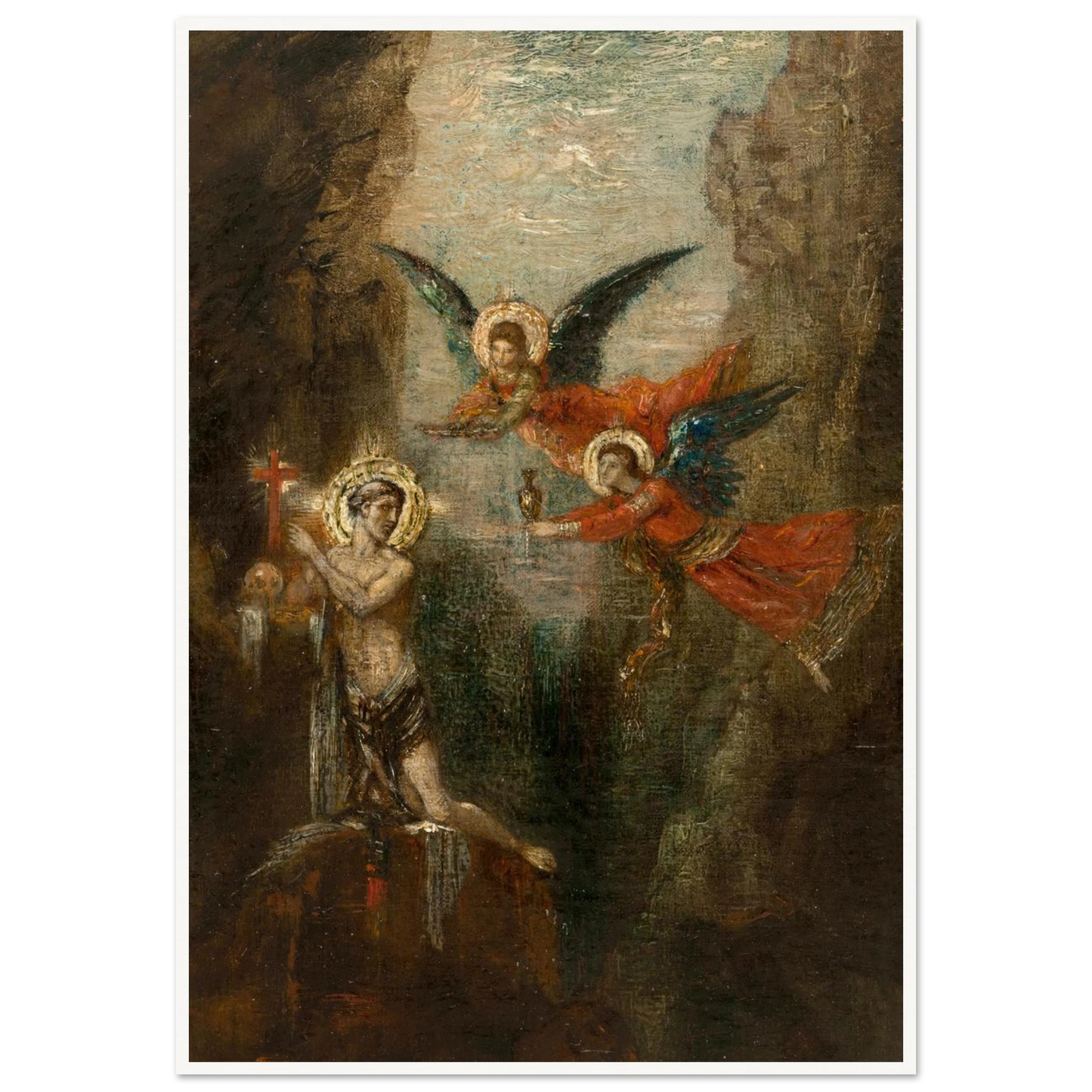A Saint In The Desert (1879) Art Print | Gustave Moreau - Framed Poster - 30x40 cm / 12x16″ - Black frame