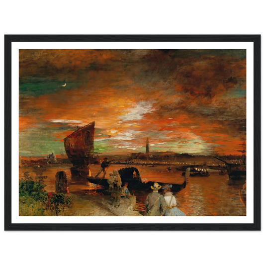 A scene at dusk in Venice (1903) Art Print | Oswald Achenbach - Framed Poster - 30x40 cm / 12x16″ - Black frame
