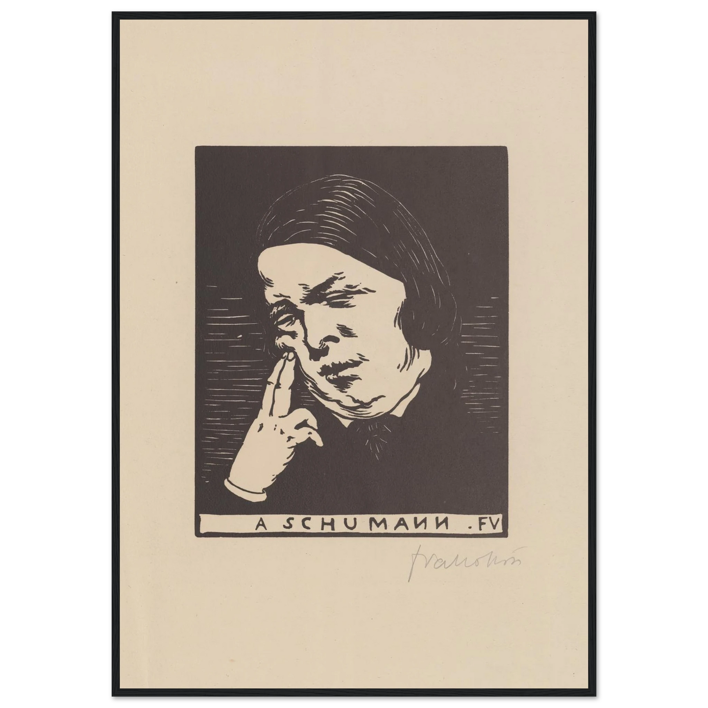 A Schumann (1893) Art Print | Felix Vallotton - Framed Poster - 30x40 cm / 12x16″ - Black frame