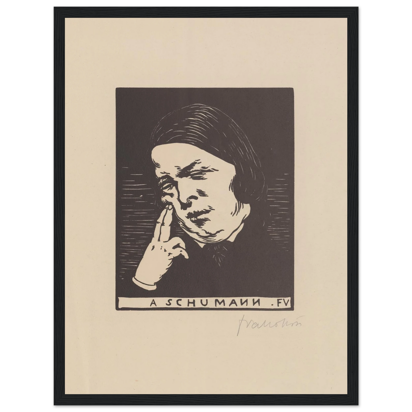 A Schumann (1893) Art Print | Felix Vallotton - Framed Poster - 30x40 cm / 12x16″ - Black frame
