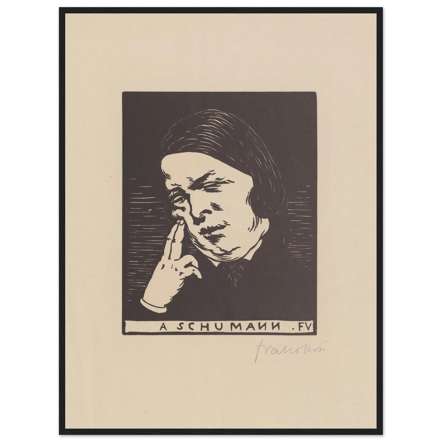 A Schumann (1893) Art Print | Felix Vallotton - Framed Poster - 30x40 cm / 12x16″ - Black frame