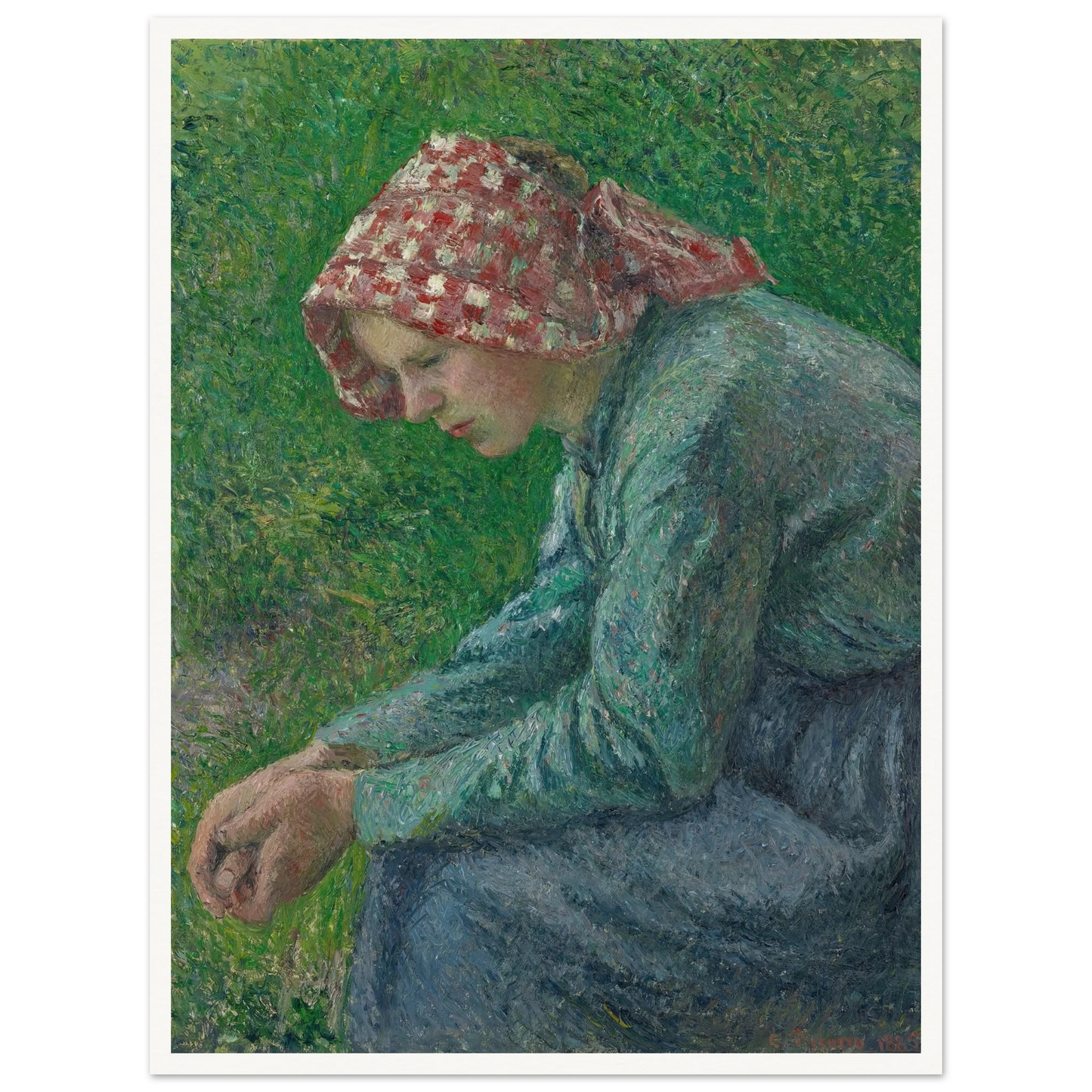 A Seated Peasant Woman (1885) Art Print | Camille Pissarro - Framed Poster - 30x40 cm / 12x16″ - Black frame