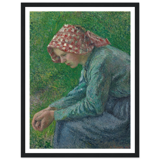 A Seated Peasant Woman (1885) Art Print | Camille Pissarro - Framed Poster - 30x40 cm / 12x16″ - Black frame