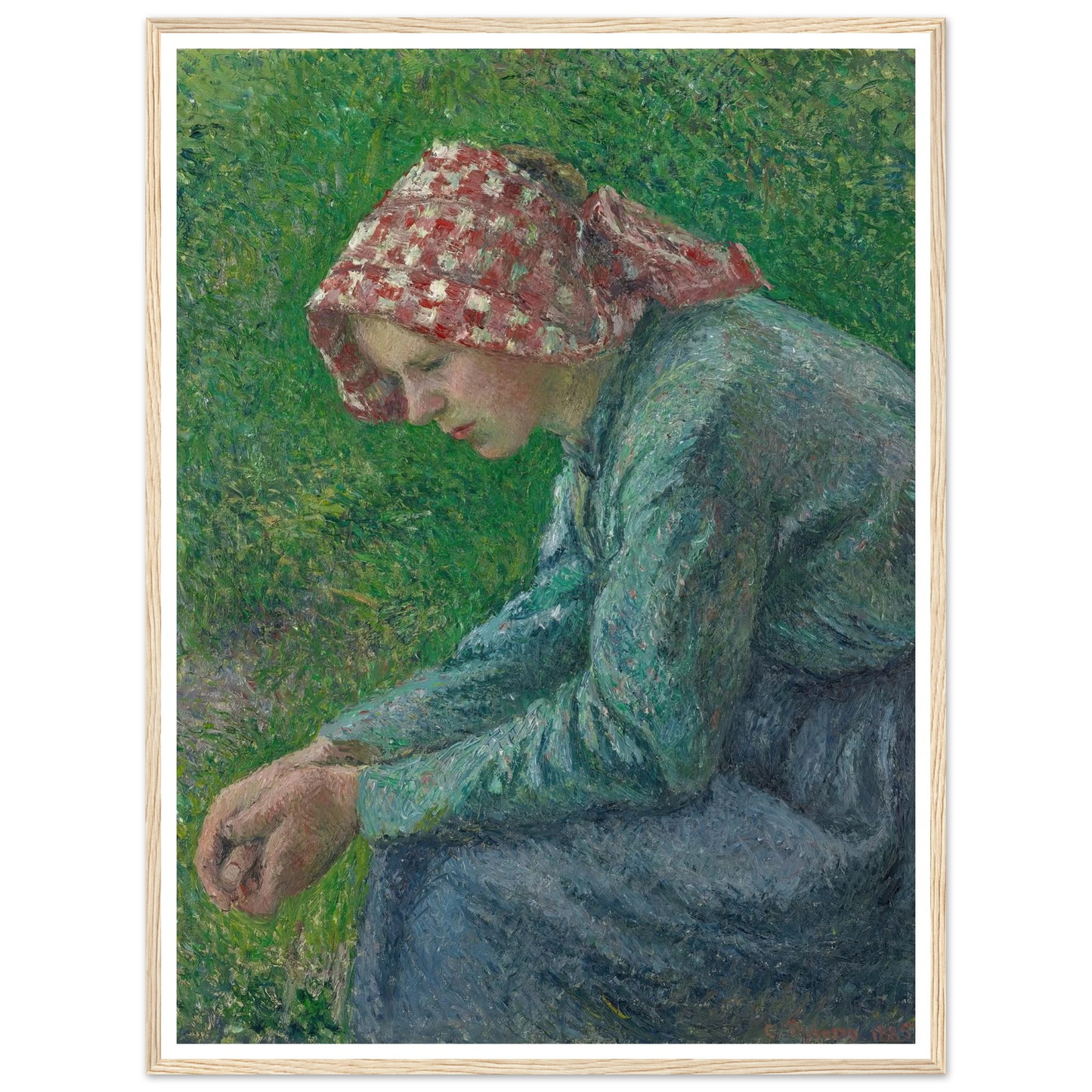 A Seated Peasant Woman (1885) Art Print | Camille Pissarro - Framed Poster - 30x40 cm / 12x16″ - Black frame
