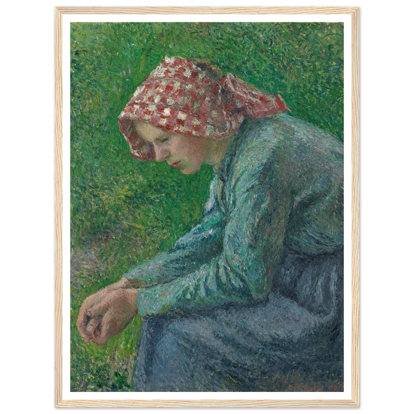 A Seated Peasant Woman (1885) Art Print | Camille Pissarro - Framed Poster - 30x40 cm / 12x16″ - Black frame