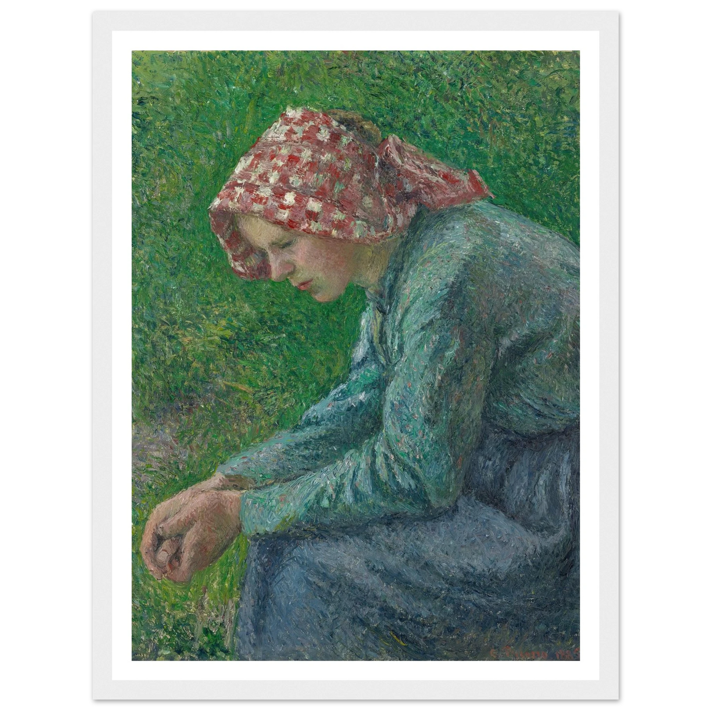 A Seated Peasant Woman (1885) Art Print | Camille Pissarro - Framed Poster - 30x40 cm / 12x16″ - Black frame