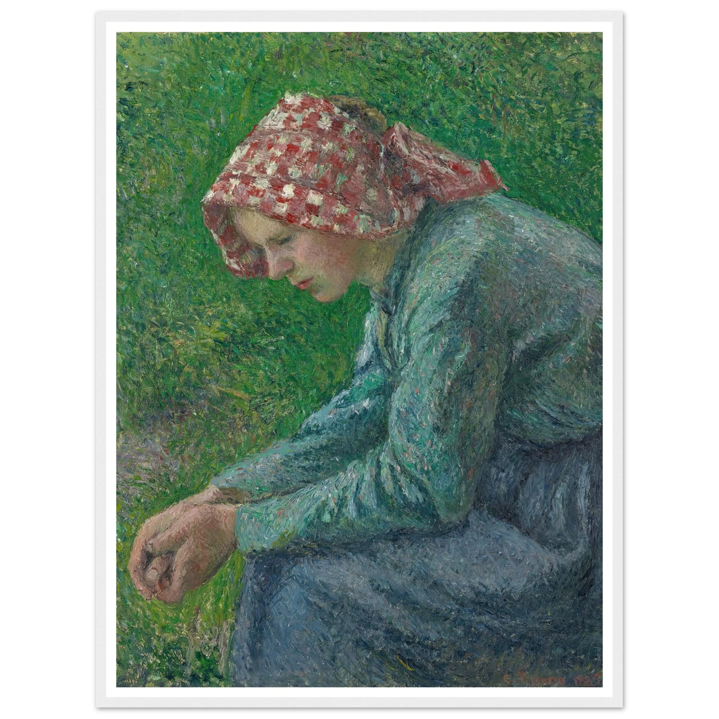 A Seated Peasant Woman (1885) Art Print | Camille Pissarro - Framed Poster - 30x40 cm / 12x16″ - Black frame