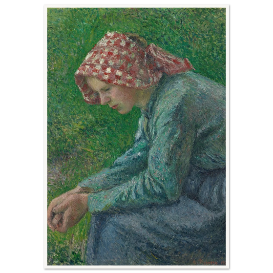 A Seated Peasant Woman (1885) Art Print | Camille Pissarro - Framed Poster - 30x40 cm / 12x16″ - Black frame