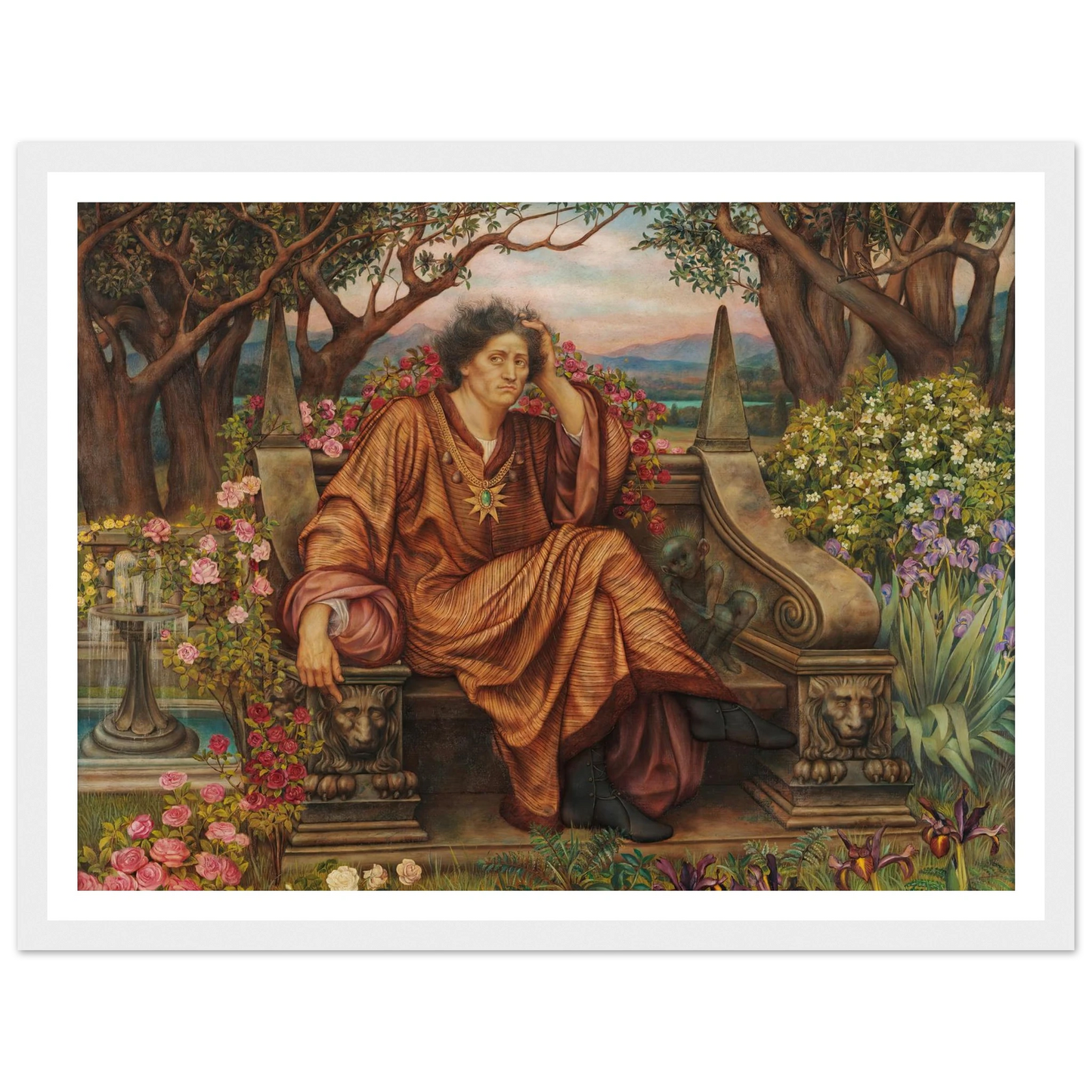 A Soul in Hell (1902) Art Print | Evelyn de Morgan - Framed Poster - 30x40 cm / 12x16″ - Black frame