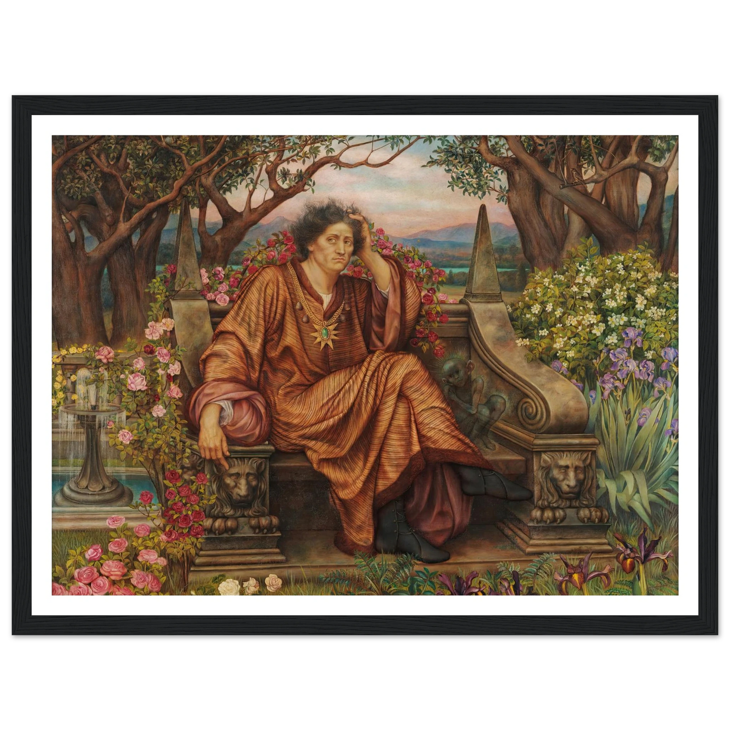 A Soul in Hell (1902) Art Print | Evelyn de Morgan - Framed Poster - 30x40 cm / 12x16″ - Black frame