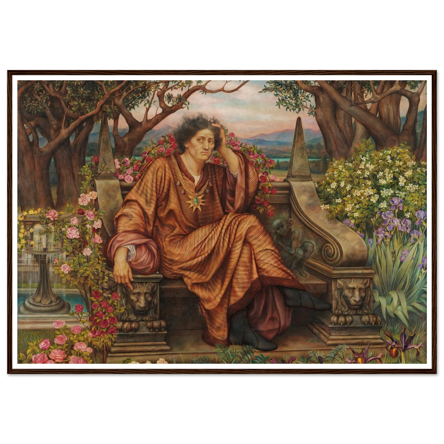 A Soul in Hell (1902) Art Print | Evelyn de Morgan - Framed Poster - 30x40 cm / 12x16″ - Black frame