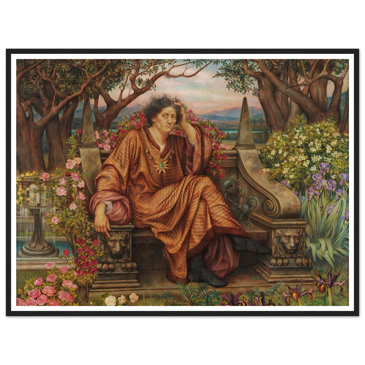 A Soul in Hell (1902) Art Print | Evelyn de Morgan - Framed Poster - 30x40 cm / 12x16″ - Black frame