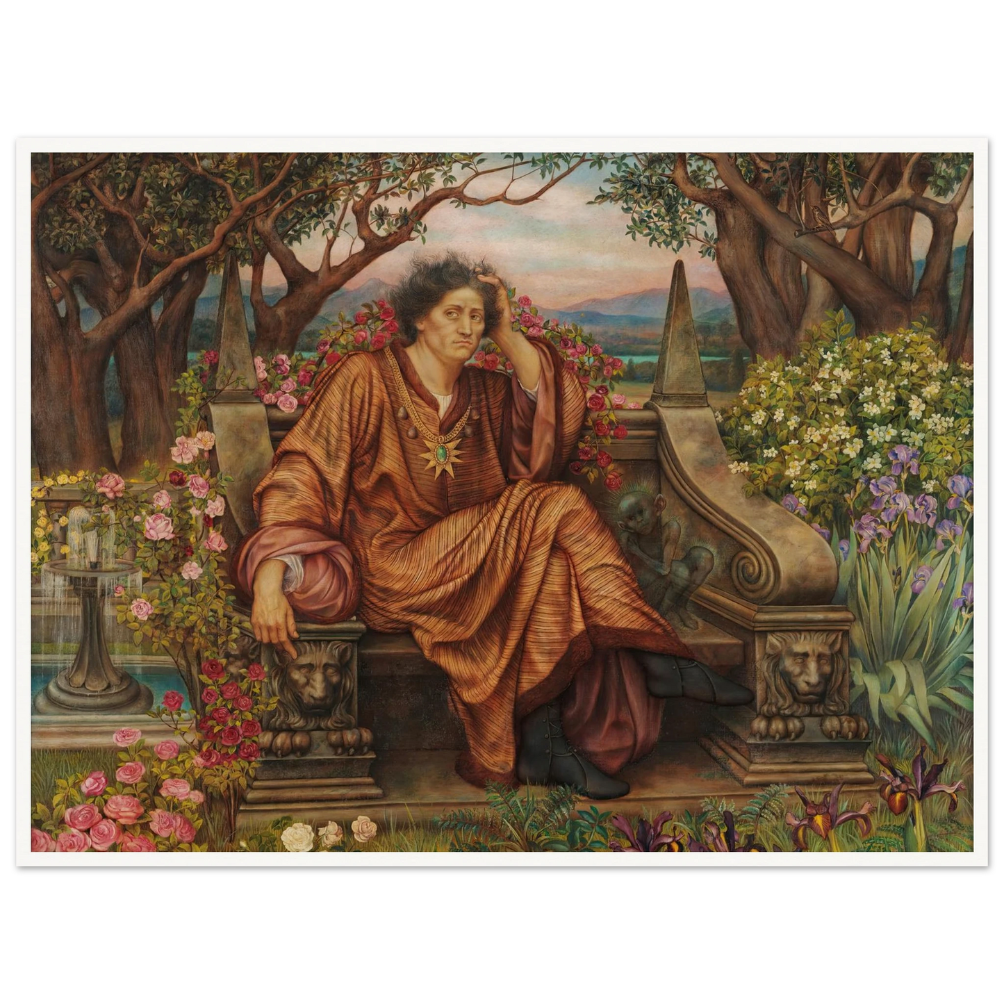 A Soul in Hell (1902) Art Print | Evelyn de Morgan - Framed Poster - 30x40 cm / 12x16″ - Black frame