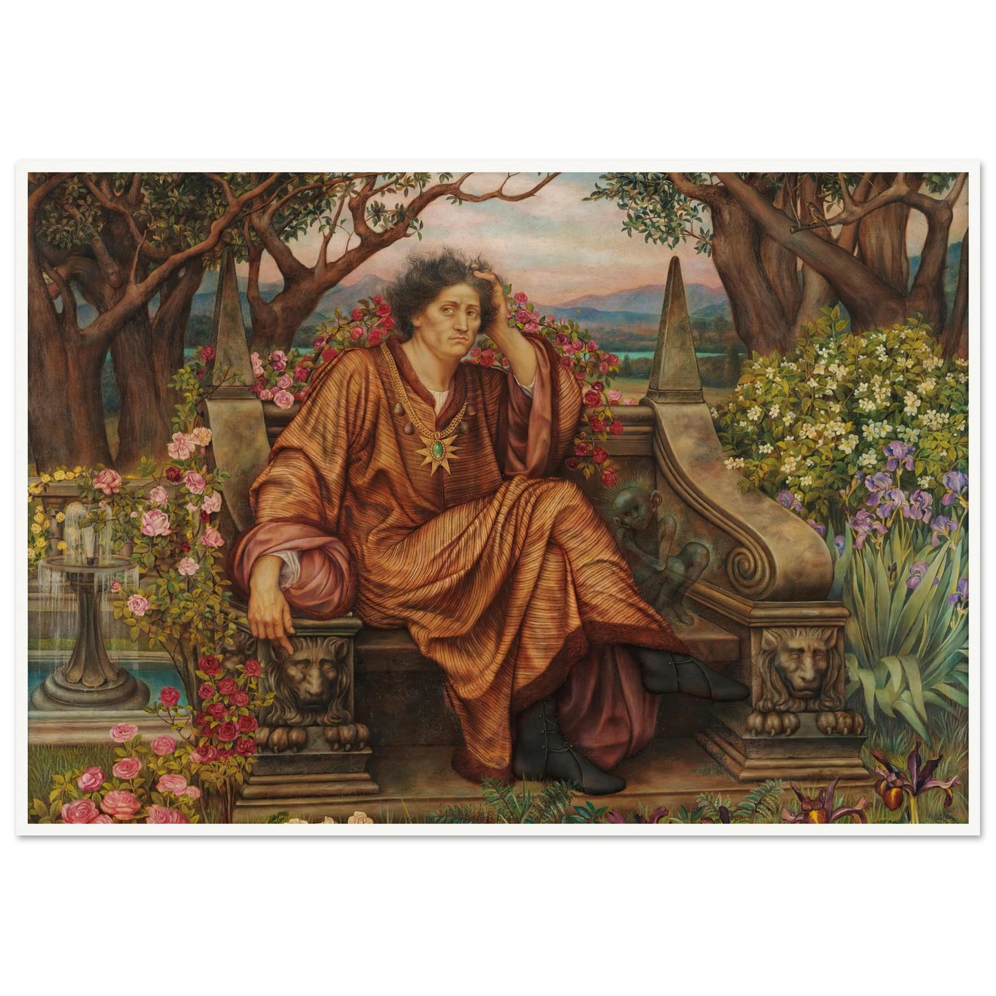 A Soul in Hell (1902) Art Print | Evelyn de Morgan - Framed Poster - 30x40 cm / 12x16″ - Black frame