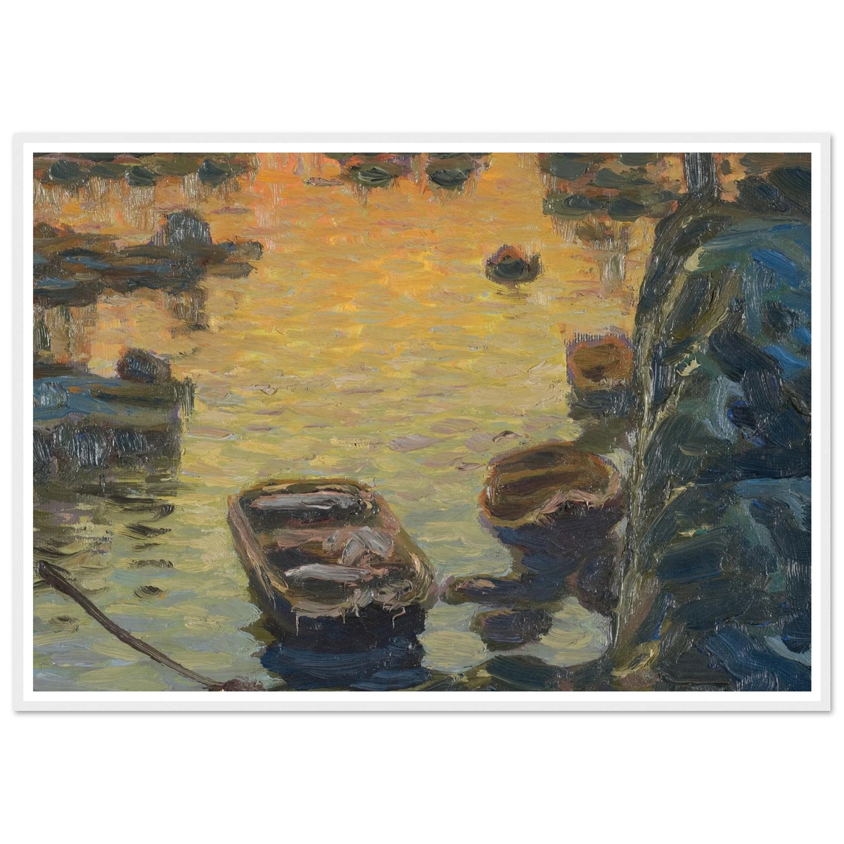 A Spring Night during the Fishing Season (1910) Art Print | Anna Boberg - Framed Poster - 30x40 cm / 12x16″ - Black frame