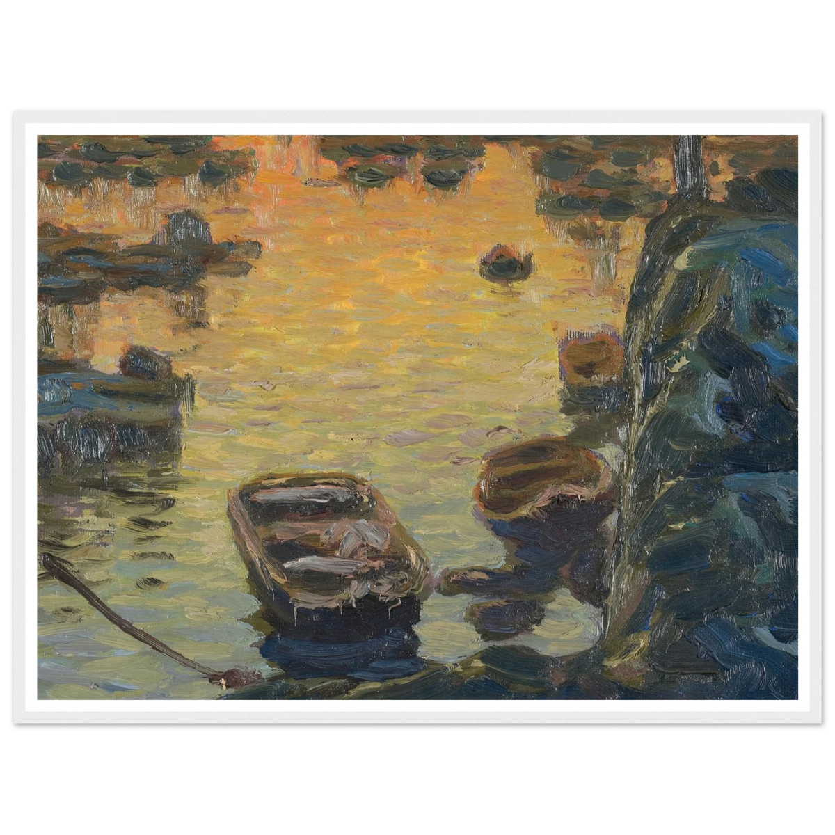 A Spring Night during the Fishing Season (1910) Art Print | Anna Boberg - Framed Poster - 30x40 cm / 12x16″ - Black frame
