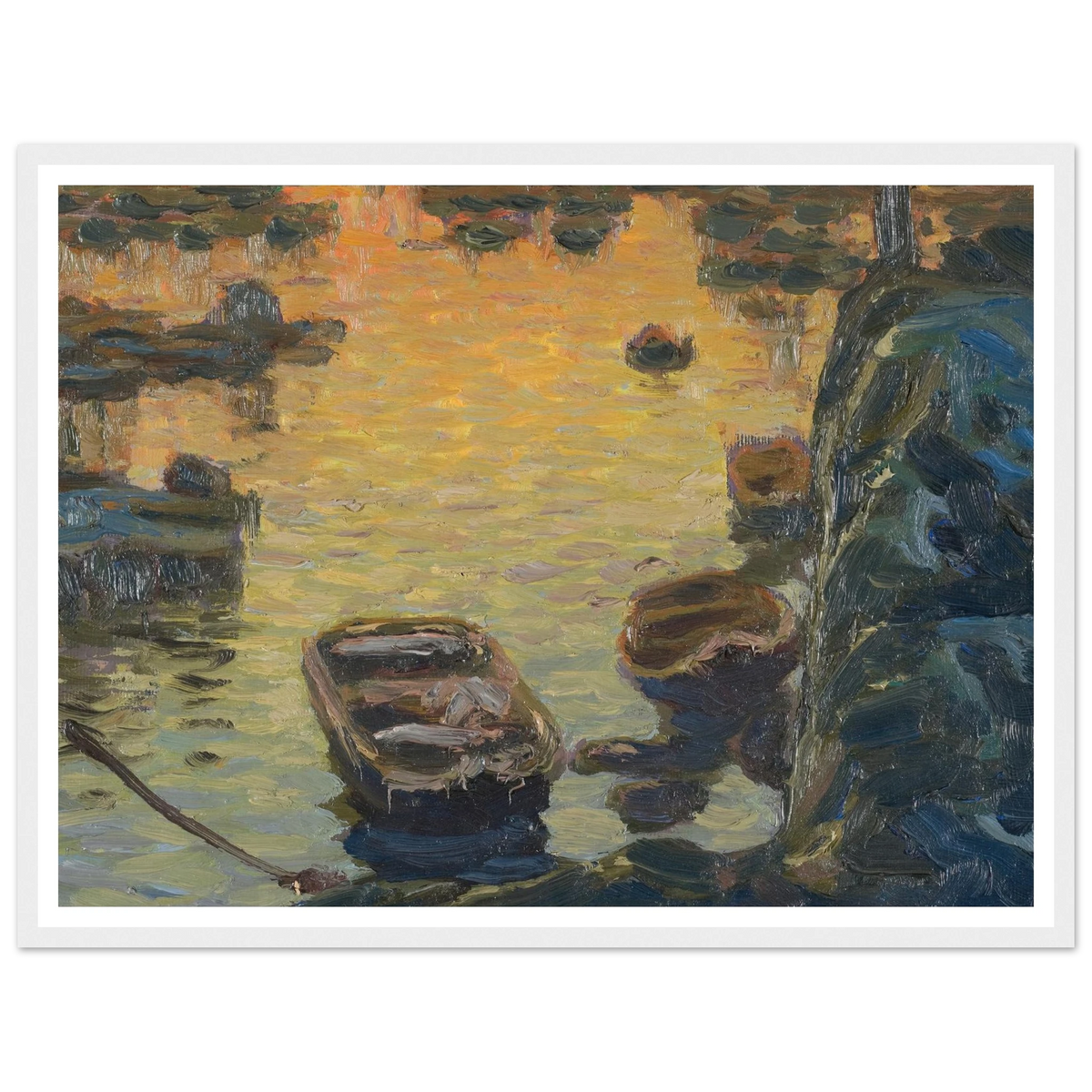 A Spring Night during the Fishing Season (1910) Art Print | Anna Boberg - Framed Poster - 30x40 cm / 12x16″ - Black frame