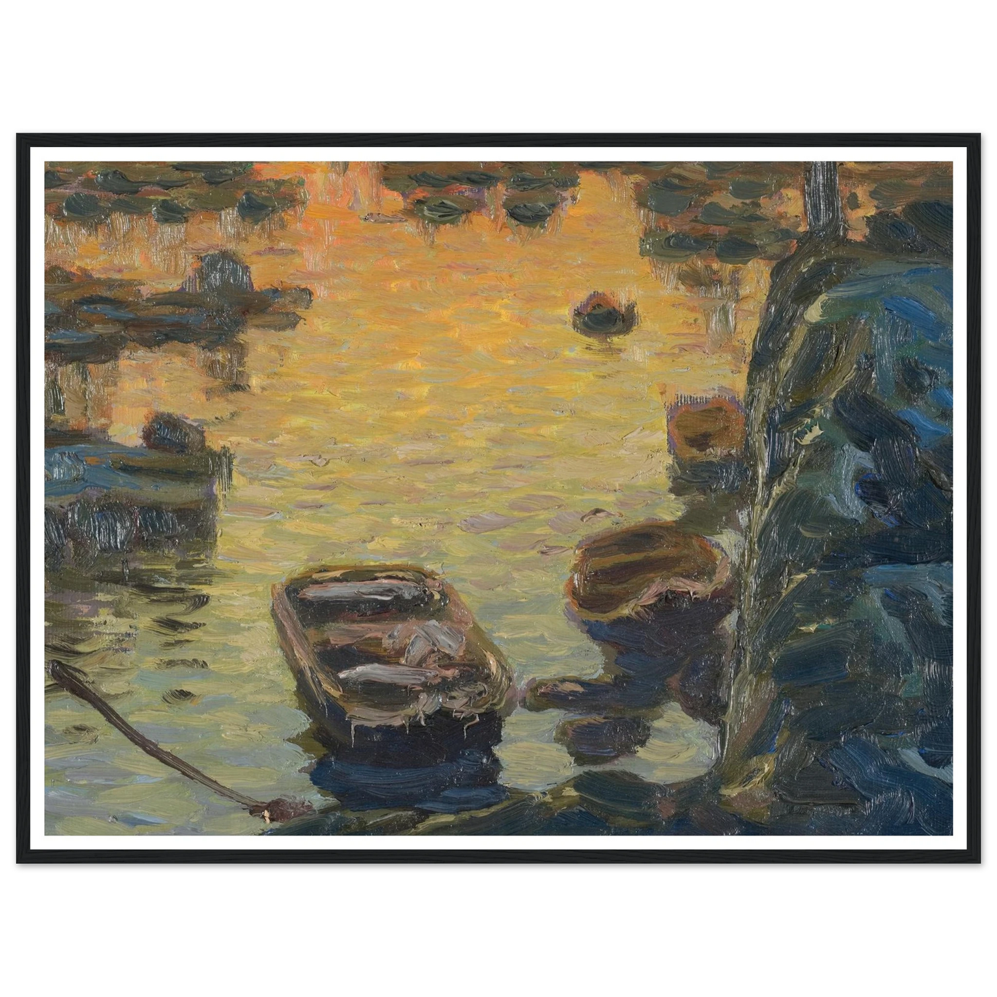 A Spring Night during the Fishing Season (1910) Art Print | Anna Boberg - Framed Poster - 30x40 cm / 12x16″ - Black frame