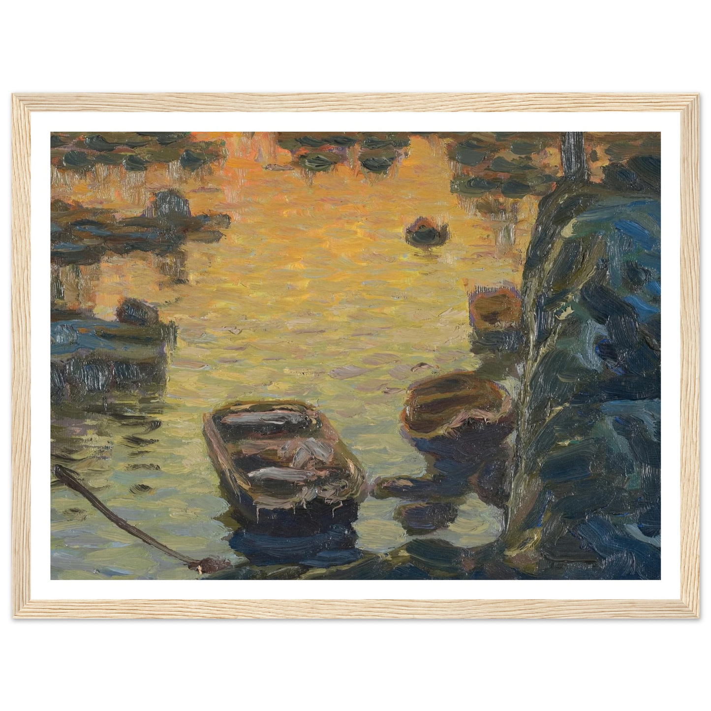 A Spring Night during the Fishing Season (1910) Art Print | Anna Boberg - Framed Poster - 30x40 cm / 12x16″ - Black frame