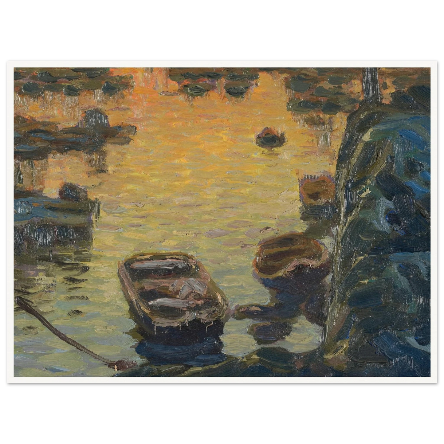 A Spring Night during the Fishing Season (1910) Art Print | Anna Boberg - Framed Poster - 30x40 cm / 12x16″ - Black frame