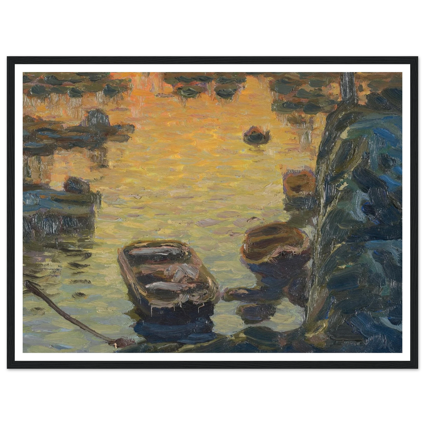 A Spring Night during the Fishing Season (1910) Art Print | Anna Boberg - Framed Poster - 30x40 cm / 12x16″ - Black frame